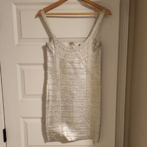 Bebe Metallic/"Foiled" Bodycon Dress